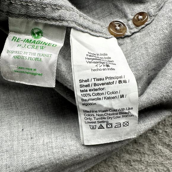 J Crew Brushed Twill Long Sleeve Button Down Shirt Mens Large Slim Gray BJ446 - Picture 10 of 12